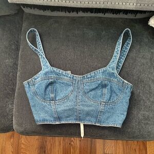 Lulu's Denim Blue Crop Top